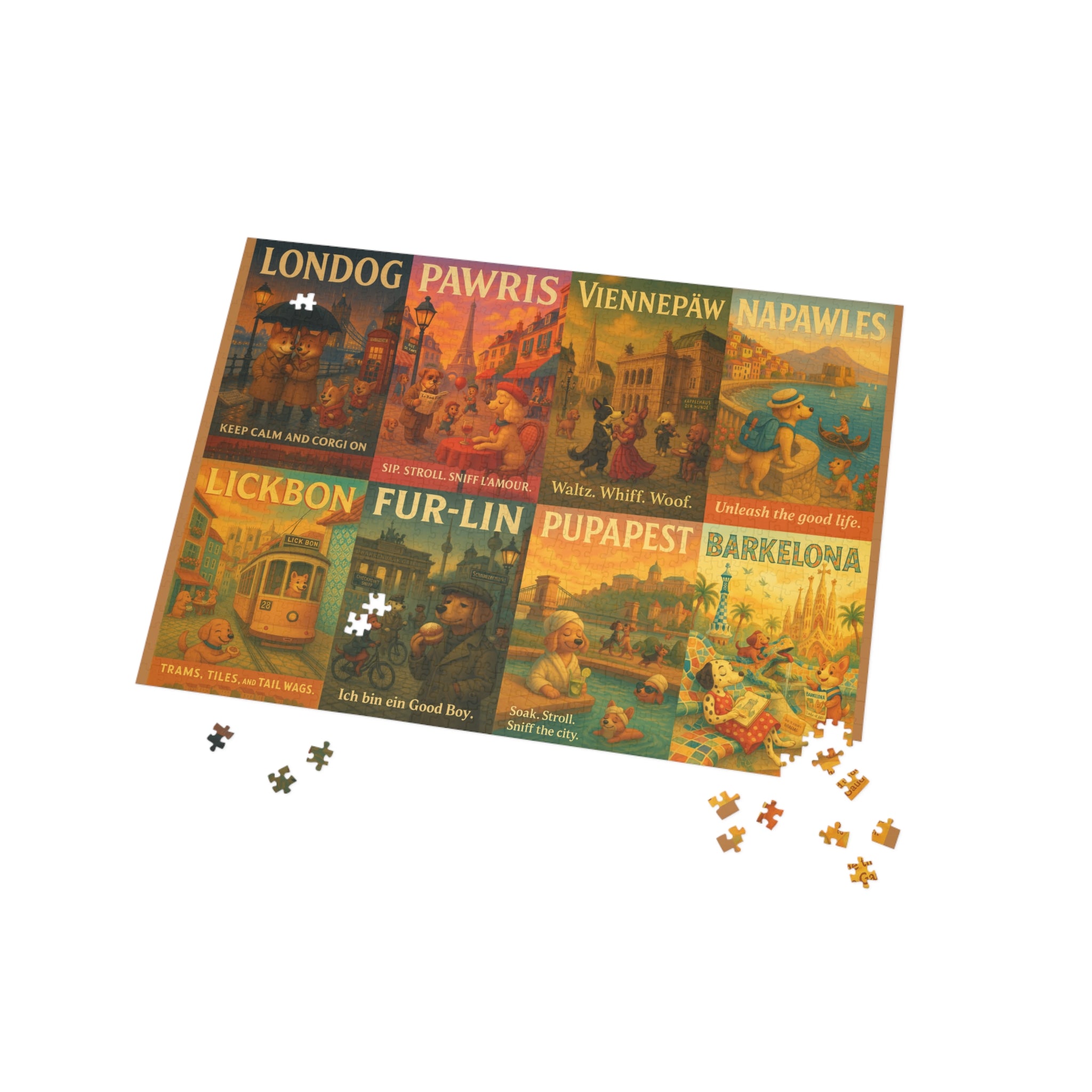 Vintage Dog Travel Collage Puzzle